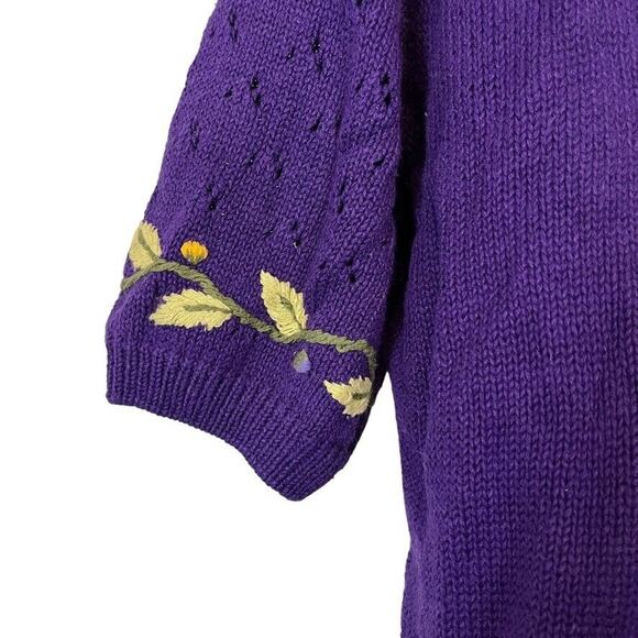 Herman Geist Hand Embroidered Womens Embroidered Vintage Purple Sweater sz S - Picture 13 of 16